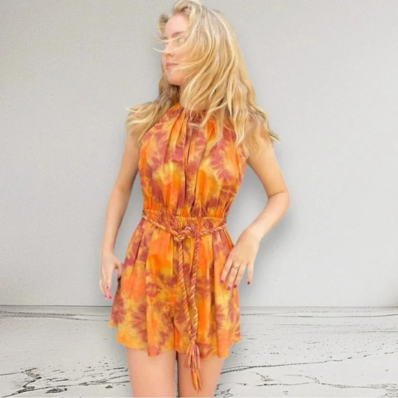 NEW ULLA JOHNSON Shaina Romper Red Topaz Size 8 - Picture 6 of 14